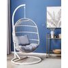 Silla Colgante De Ratán Blanco Con Soporte De Metal Forma De Huevo 2 Cojines Suaves Boho Rústico Alba - Blanco