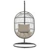 Silla Colgante De Ratán Negro Con Soporte De Metal Forma De Huevo 2 Cojines Suaves Boho Rústico Alba - Negro