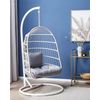 Silla Colgante De Estructura Trenzada Blanco Soporte De Metal 2 Cojines Sala De Estar Terraza Boho Rústico Allera - Blanco