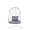 Silla Colgante De Estructura Trenzada Blanco Soporte De Metal 2 Cojines Sala De Estar Terraza Boho Rústico Allera - Blanco