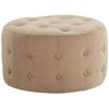 Puf De Terciopelo Beige Arena 55 X 30 Cm Otomana Reposapiés Mullido Botón Glamour Sala De Estar - Beige