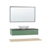 Armario De Baño De Madera Clara Mdf Verde Conjunto De Muebles 4 Piezas Tocador Lavabo De Cerámica Espejo Zaragoza - Verde