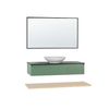 Armario De Baño De Madera Clara Mdf Verde Conjunto De Muebles 4 Piezas Tocador Lavabo De Cerámica Espejo Zaragoza - Verde