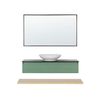 Armario De Baño De Madera Clara Mdf Verde Conjunto De Muebles 4 Piezas Tocador Lavabo De Cerámica Espejo Zaragoza - Verde