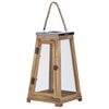 Farolillo De Madera De Pino Marrón Puertas De Vidrio 39 Cm Pilar Portavelas Interior Pulau - Marrón