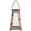 Farolillo De Madera De Pino Marrón Puertas De Vidrio 39 Cm Pilar Portavelas Interior Pulau - Marrón