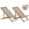 Conjunto De 2 Tumbonas De Jardín De Madera De Acacia Clara Blanco Naranja Verde Naranjas Reclinable Plegable Anzio - Verde