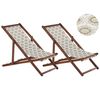 Conjunto De 2 Tumbonas De Jardín De Madera De Acacia Oscura Beige Reclinable Plegable Anzio - Beige