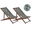 Conjunto De 2 Tumbonas De Jardín De Madera De Acacia Oscura Multicolor Pelícano Reclinable Plegable Anzio - Multicolor