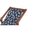 Conjunto De 2 Tumbonas De Jardín De Madera De Acacia Oscura Azul Marino Blanco Floral Reclinable Plegable Anzio - Azul