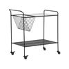 Carrito De Cocina De Vidrio Templado Tablero De Metal Negro 70 Cm Ruedas Estante Moderno Industrial Alamo - Negro