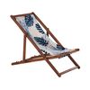 Conjunto De 2 Tumbonas De Jardín De Madera De Acacia Oscura Azul Beige Blanco Hojas De Palma Reclinable Plegable Anzio - Azul