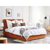 Cama Con Almacenaje De Terciopelo Naranja 160 X 200 Cm Cabecero Acolchado Moderno Rouen - Naranja