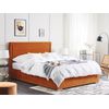 Cama Con Almacenaje De Terciopelo Naranja 160 X 200 Cm Cabecero Acolchado Moderno Rouen - Naranja