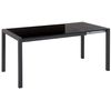 Mesa De Comedor Extensible Negro 120/160 X 80 Cm Patas De Metal Mecanismo Tradicional Brillante Lacado Cocina Granada - Negro