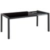 Mesa De Comedor Extensible Negro 120/160 X 80 Cm Patas De Metal Mecanismo Tradicional Brillante Lacado Cocina Granada - Negro