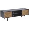 Mueble Tv De Madera Clara Aglomerado Negro 2 Puertas Hasta 60'' Patas De Metal Almacenaje Industrial Salina - Madera Clara