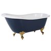 Bañera Independiente De Acrílico Azul Dorado Patas 150 X 77 Cm Retro Vintage Tradicional Cayman - Azul