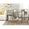 Carrito De Cocina De Metal Dorado Vidrio 75 X 45 Cm Ruedas 2 Estantes Cajón Glamour Kerry - Dorado