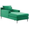 Chaise Longue De Terciopelo Verde Negro Respaldo Reposabrazos Cojín Gueret - Verde