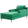 Chaise Longue De Terciopelo Verde Negro Respaldo Reposabrazos Cojín Gueret - Verde