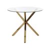 Mesa De Comedor Tablero De Vidrio Templado Dorado ⌀ 90 Cm 4 Personas Moderno Savoni - Dorado