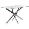 Mesa De Comedor Tablero De Vidrio Templado 120 X 70 Cm Patas Plateadas 4 Personas Moderno Maramo - Plateado