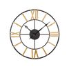 Reloj De Pared Metal Negro Dorado Ø 80 Cm Números Romanos Moderno Sala De Estar Valsot - Negro