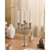 Candelabro De Metal Plateado 5 Velas Hecho A Mano Vintage Tradicional Comedor Dormitorio Petra - Plateado