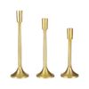 Conjunto De 3 Candeleros De Metal Dorado Hecho A Mano Glamour Comedor Dormitorio Zimbabwe - Dorado