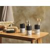 Conjunto De Accesorios De Baño De Dolomita Negro Beige Dispensador Jabonera Portacepillos Vaso Glamuroso Coro - Negro