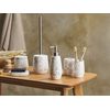 Conjunto De Accesorios De Baño De Dolomita Blanco Dispensador Jabonera Escobilla Portacepillos Vaso Recipiente Glamuroso Callela - Blanco