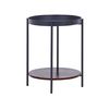 Mesa Auxiliar De Metal Negro Madera Oscura ⌀ 41 Cm Estante Bandeja Extraíble Moderno Industrial Sala De Estar Dormitorio Borden - Negro