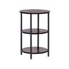 Mesa Auxiliar De Aglomerado Madera Oscura Negro Metal Ø 40 Cm 2 Baldas Tapa Moderno Industrial Sala De Estar Dormitorio Tolar - Negro