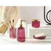 Conjunto De 4 Accesorios De Baño De Vidrio Rosa Dispensador Jabonera Portacepillos Tarro Glamour Cardena - Rosa