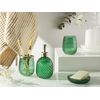 Conjunto De 4 Accesorios De Baño De Vidrio Verde Dispensador Jabonera Portacepillos Vaso Glamour Canoa - Verde