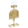 Candelero De Metal Dorado 47 Cm Portavelas Pantalla De Vidrio Moderno Nias - Dorado