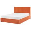 Cama Con Almacenaje De Terciopelo Naranja 160 X 200 Cm Cabecero Capitoné Vion - Naranja