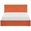 Cama Con Almacenaje De Terciopelo Naranja 160 X 200 Cm Cabecero Capitoné Vion - Naranja