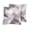 Conjunto De 2 Cojines De Piel Algodón Beige 45 X 45 Cm Patchwork Neeloor - Gris