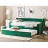 Cama Con Somier De Terciopelo Verde Esmeralda 90 X 200 Cm Con Botones Montargis - Verde