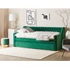 Cama Con Somier De Terciopelo Verde Esmeralda 90 X 200 Cm Con Botones Montargis - Verde