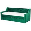 Cama Con Somier De Terciopelo Verde Esmeralda 90 X 200 Cm Con Botones Montargis - Verde