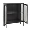 Aparador De Metal Negro Dorado 90 X 35 Cm 2 Puertas Cristal Frontal Lateral Sarre - Negro