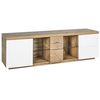 Mueble Tv Madera Clara Blanco 160 X 40 Cm 2 Cajones Estantes Moderno Farada - Madera Clara