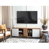 Mueble Tv Madera Clara Blanco 160 X 40 Cm 2 Cajones Estantes Moderno Farada - Madera Clara