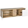 Mueble Tv Madera Clara Blanco 160 X 40 Cm 2 Cajones Estantes Moderno Farada - Madera Clara