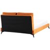 Cama Con Somier De Terciopelo Naranja Negro 140 X 200 Cm Base De Listones Melle - Naranja