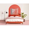 Cama Con Somier De Terciopelo Naranja Negro 160 X 200 Cm Base De Listones Melle - Naranja