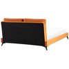 Cama Con Somier De Terciopelo Naranja Negro 160 X 200 Cm Base De Listones Melle - Naranja